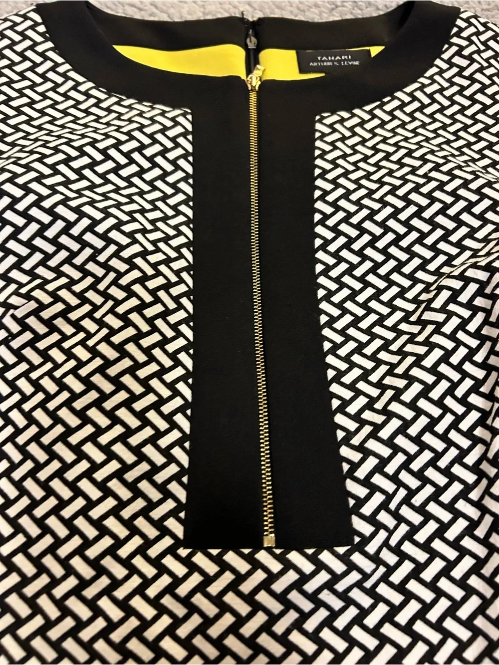 Tahari ASL Levine Sheath Size 4 Black & White Geometric Block Print Dress Sz 4 - Picture 4 of 5